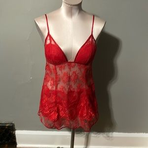 Vintage Victorias red lace slip